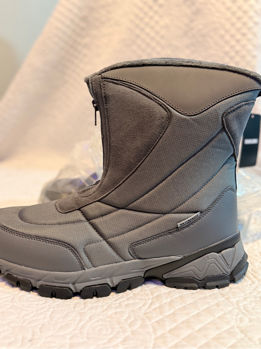 Men's Waterproof Gray Snow Boots